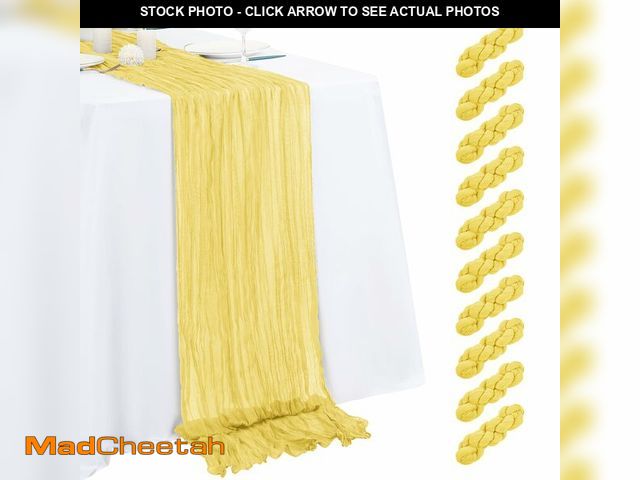 Lot 74-14055279 - 10 Pack Light Yellow Cheesecloth Table Runner 17x108 Inch Semi Sheer Boho Gauze Cheese Cloth Table R...