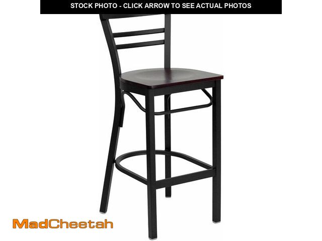 Lot 74-14581828 - Flash Furniture Hercules Metal Ladder Back Restaurant Barstool, Mahogany - UNUSED