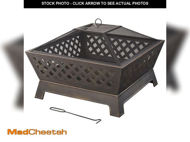 Lot 74-14342751 - Hampton Bay Tipton 34.00 in. W Rubbed Bronze Steel Wood Outdoor Fire Pit with Screen and Poker Inclu...