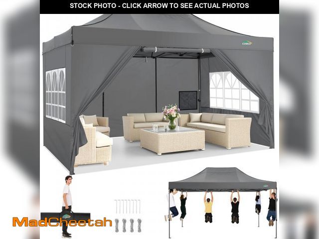 Lot 74-12488992 - COBIZI 10x15 Pop up Canopy Heavy Duty with 4 Sidewalls, Easy Set-up Commercial Outdoor Party Canopy,...
