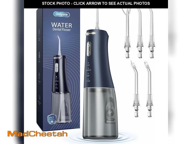 Lot 74-12366230 - Onlyone Water Dental Flosser, 300ML Portable Oral Irrigator for Teeth, 4 Modes and 5 Jet Tips,Rechar...