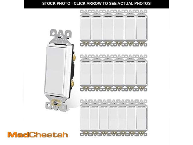 Lot 74-12323098 - AIDA 20 Pack Light Switch Single Pole Light Switch Square Rocker Switch Decora Switches White, 15 Am...