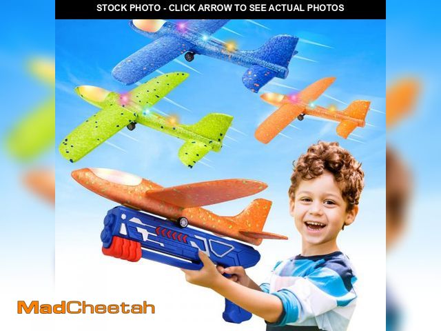 Lot 74-12215983 - Fuwidvia 3 Pack Airplane Launcher Toys, 13.2'' LED Foam Glider Catapult Plane Toy for Boys, 2 Flight...