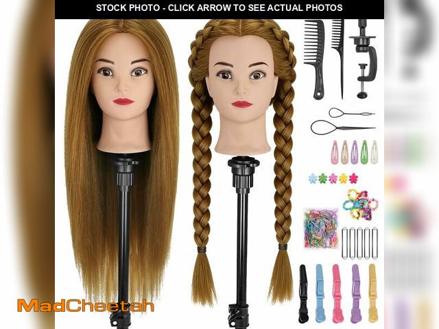 Lot 74-14050308 - Mannequin Head with 90% Human Hair,26"-28" Hair Doll Head for Cosmetology &amp; Hairdresser,Real Hai...
