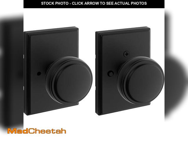 Lot 74-13774454 - (SET OF 4) Kwikset Sora Matte Black Bed/Bath Round Rose Door Knob - UNUSED