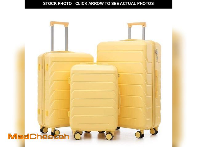 Lot 74-14115530 - Tatahance 3-Piece Yellow ABS Hardside Spinner Wheel Luggage Set with Combination Lock (20/24/28 in.)...