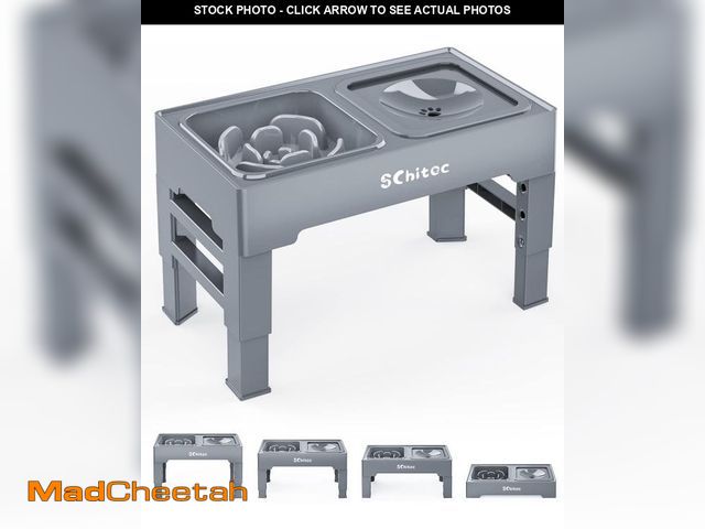 Lot 74-12538144 - Elevated Dog Bowls, Raised Dog Bowl Stand with Slow Feeder &amp; No Spill Water Bowl, 4 Adjustable H...