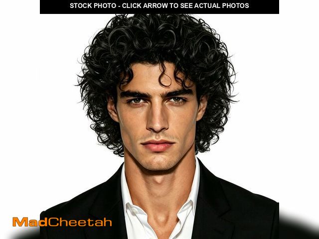 Lot 74-13949672 - FATMAUI Men's Short Curly Wig Black Synthetic Rocker Style for Halloween Costume and Cosplay Wet Loo...