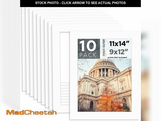 Lot 74-14150194 - MBC Mat Board Center, 10 Pack 11x14 for 9x12 White Picture Mats Frame Mattes, Bevel Cut, Acid Free, ...