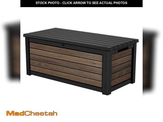 Lot 74-14342892 - Keter Signature 165 Gal. Weather Resistant Plastic Resin Deck Box in Walnut Brown - UNUSED