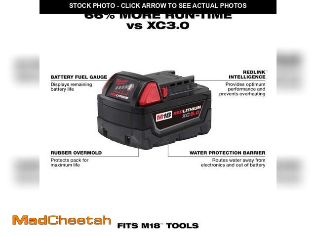 Lot 74-14277482 - Milwaukee M18 18-Volt 5.0 Ah Lithium-Ion XC Extended Capacity Battery Pack - UNUSED