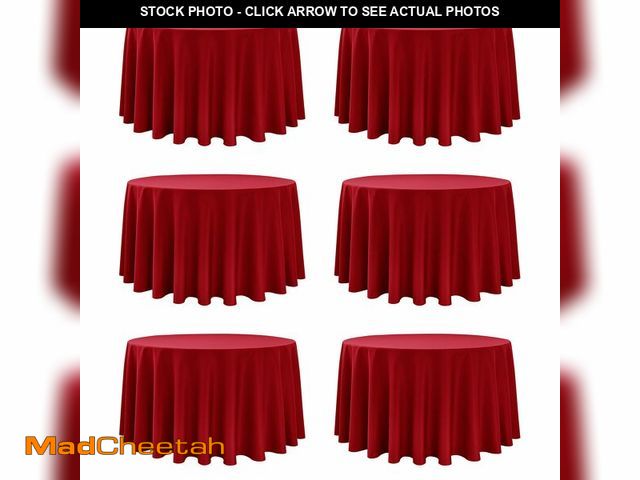 Lot 74-14379519 - Dailyset 6-Pack Red Round Tablecloths, 120 Inches, Stain-Resistant Polyester for 5-6 Ft Round Tables...