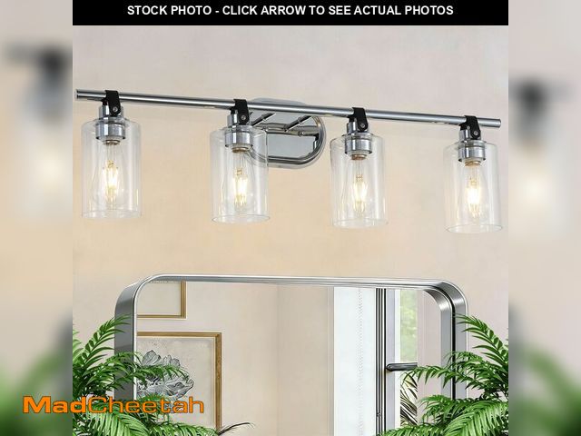 Lot 74-14366973 - Chuntsone 4-Light Bathroom Light Fixtures, Chrome Bathroom Vanity Lights with Clear Glass Shade, Mod...