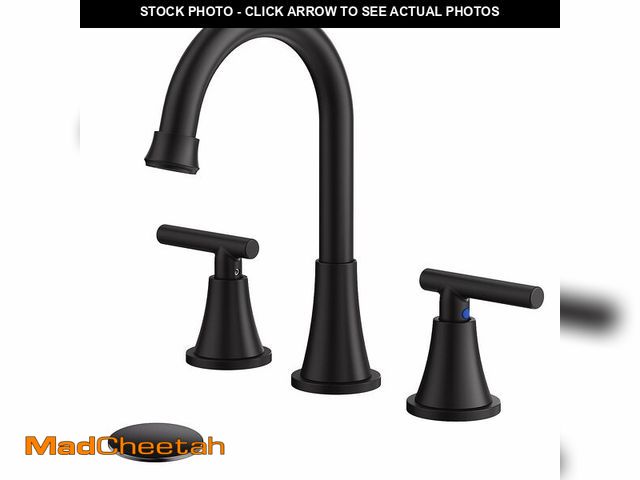 Lot 74-13947763 - Bathroom Faucets for Sink 3 Hole, Hurran Matte Black Bathroom Sink Faucet with Pop-up Drain and Supp...