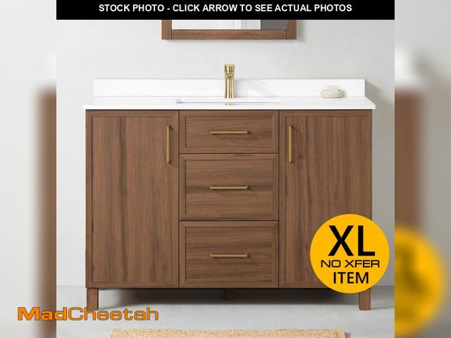 Lot 74-12826879 - Home Decorators Collection Bilston 48 in. Single Sink Spiced Walnut Bath Vanity with White Engineere...