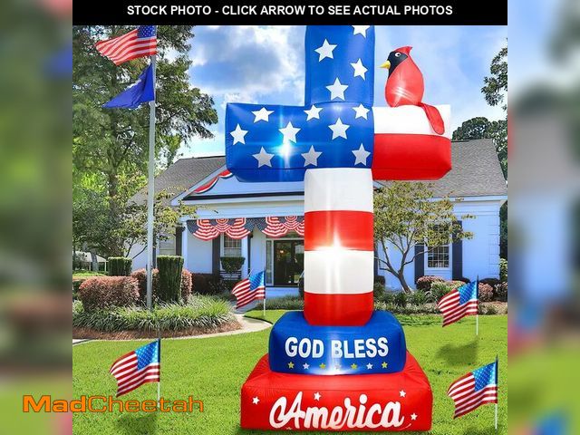 Lot 74-14212132 - OurWarm 8FT 4th of July Inflatables, Memorial Day Inflatables Outdoor Decorations Blow Up Cross with...