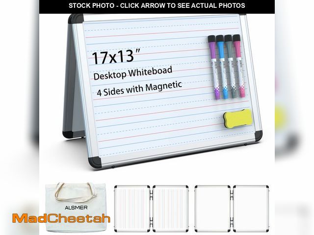 Lot 74-14266513 - Dry Erase Board, 17x13 inch with 4 Sides Magnetic Whiteboard, A3 Foldable Small White Board with Lin...