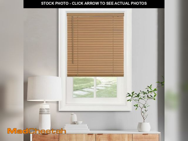 Lot 74-12760000 - Cordless Light Filtering Mini Blind - 29 Inch Width, 64 Inch Length, 1" Slat Size - Woodtone - Cordl...