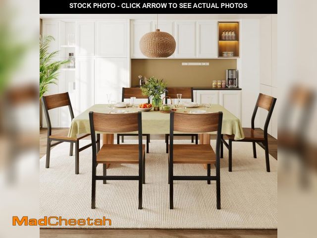 Lot 74-12340877 - Feonase Dining Chairs Set of 6, Modern Kitchen Chairs with Ergonomic Backrest, MDF Board and Metal L...