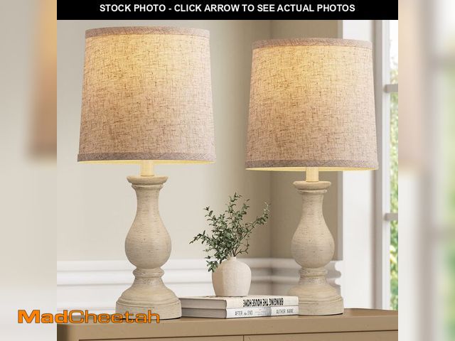 Lot 74-14431611 - Seealle Farmhouse Table Lamps Set of 2 - Rustic Lamp for Bedroom Living Room, 22" Boho Bedside Lamps...