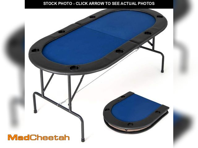 Lot 74-14613611 - (MISSING ONE CUP HOLDER) Costway 8 Players Poker Table with 8 Cup Holders and Comfy Armrests Smooth ...