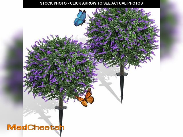 Lot 74-14384425 - Quirlory Dense Foliage Artificial Lavender Topiary Ball Trees 24 Inch, 2 Pack UV Resistant Fake Plan...