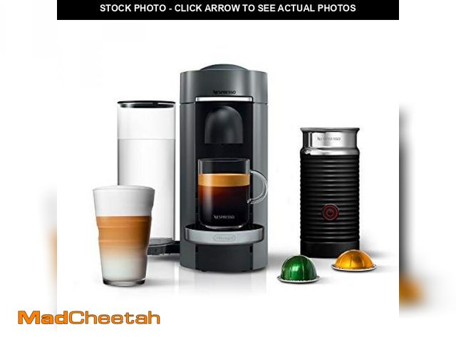 Lot 74-12139498 - Nespresso Vertuo Plus Deluxe Coffee and Espresso Maker by De'Longhi, Titan with Aeroccino Milk Froth...