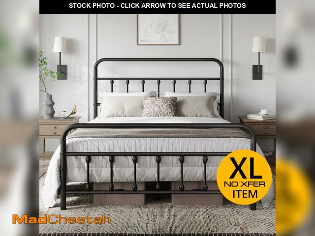 Lot 74-12693391 - Yaheetech Classic Metal Platform Bed Frame Mattress Foundation with Victorian Style Iron-Art Headboa...