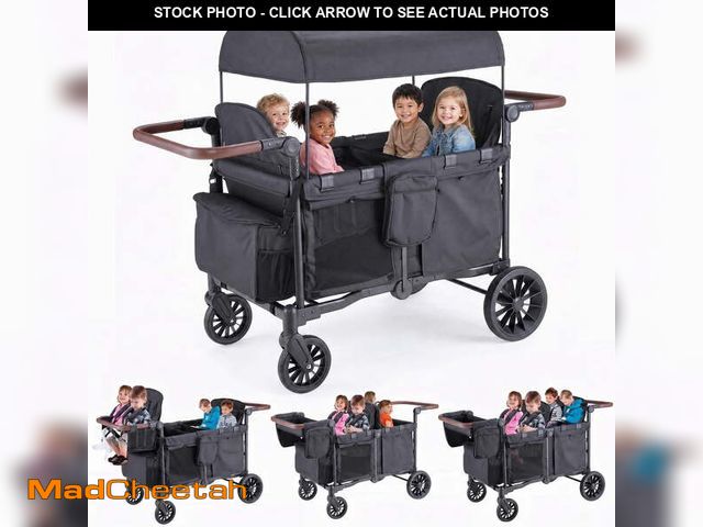 Lot 74-14434495 - SACVON 4-in-1 Baby Stroller Wagon, 4-Seat Convertible Wagon for Kids with Removable Canopy, Cooler B...