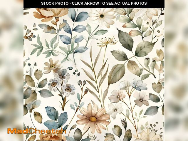 Lot 74-14049529 - KDGHORMY Beige Floral Wallpaper Self Adhesive Peel and Stick Cream Blooming Watercolor Vivid Botanic...