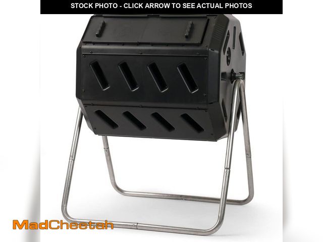 Lot 74-12731408 - *MISSING HARDWARE* FCMP Outdoor Tumbling Composter with Two Chambers for Efficient Batch Composting ...