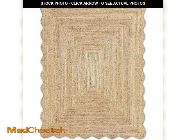 Lot 74-14288874 - KLAVATE Natural Jute Wave Edge Hand Braided Scalloped Farmhouse Entryway Jute Rug - UNUSED