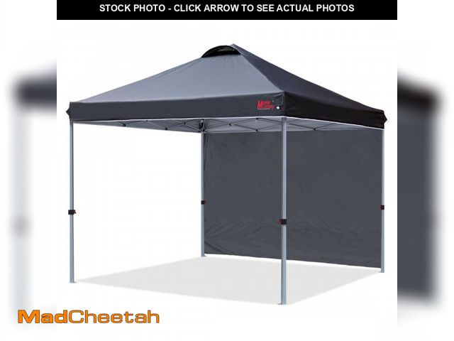 Lot 74-12490492 - MASTERCANOPY 8' x 8' Easy Pop-up Canopy Tent Outdoor Shade Shelter with 1 Sidewall, Black - UNUSED