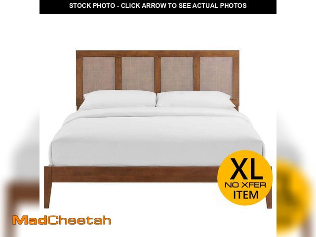 Lot 74-14033731 - MODWAY Sirocco Rattan and Wood King Platform Bed in Walnut - UNUSED
