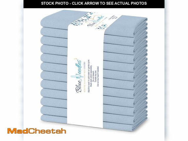 Lot 74-13622682 - Blue Needles Solid Cloth Napkins Set of 12 Ice Blue 100% Cotton Dinner Napkins 18x18 inches - Spring...