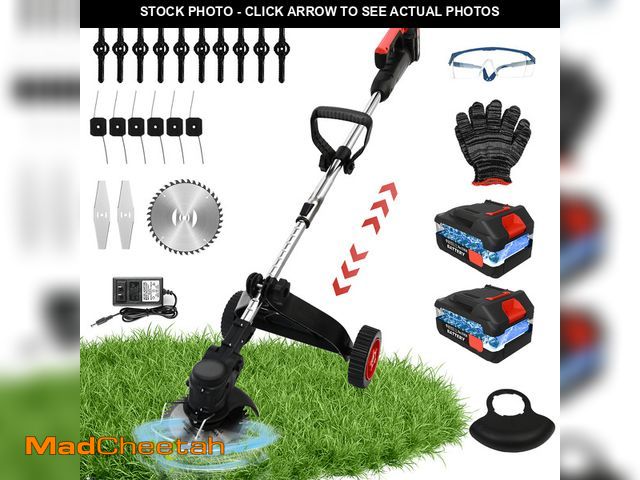 Lot 74-12780433 - Electric Cordless Weed Eater, Grass Trimmer, Weed Wacker with 2*2000mAh Batteries, Lawn Edger Brush ...