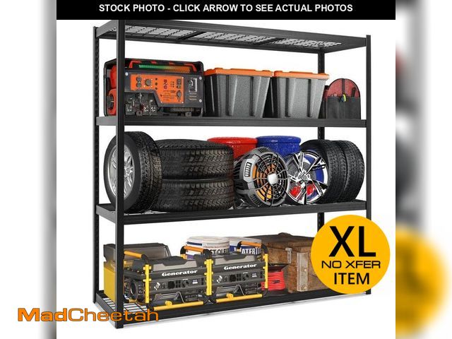 Lot 74-13692998 - Huluwat 4-Tiers Heavy Duty Metal Adjustable Garage Storage Shelving Unit in Black (70.8 in. W x 70.8...