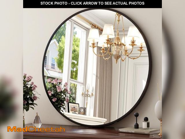 Lot 74-12141392 - XRAMFY 24 Inch Round Mirror - Circle Mirrors for Bathroom, Entryway and Living Room Wall Decor, Mode...