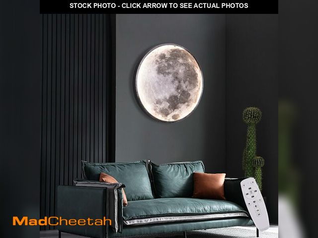 Lot 74-12607172 - RRDEFSD 3D Moon LED Wall Lamp Modern Art Deco Lighting, Remote Control Lighting with 3 Colors Changi...