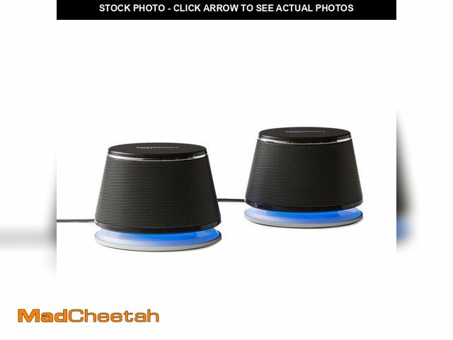 Lot 74-14206533 - Basics Stereo 2.0 Speakers for PC or Laptop with Volume Control, 3.5mm Aux Input, USB-Powered, 1 Pai...
