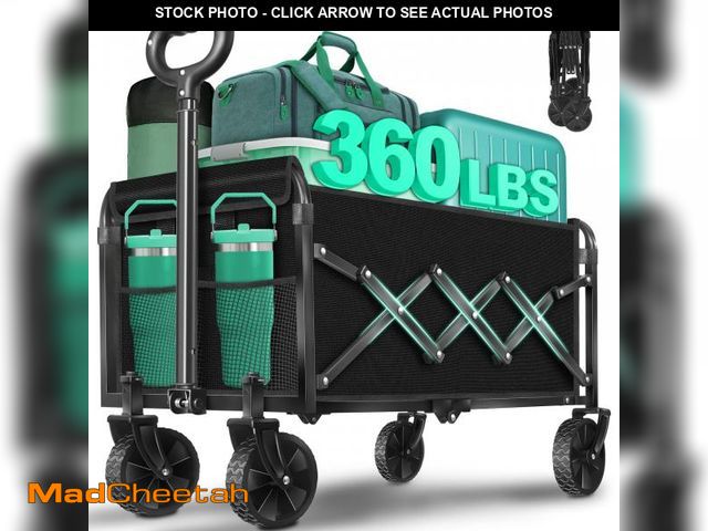 Lot 74-12305035 - Collapsible Wagon Cart with Wheels Foldable: 360LBS Heavy Duty Folding Utility Wagon - Portable All ...