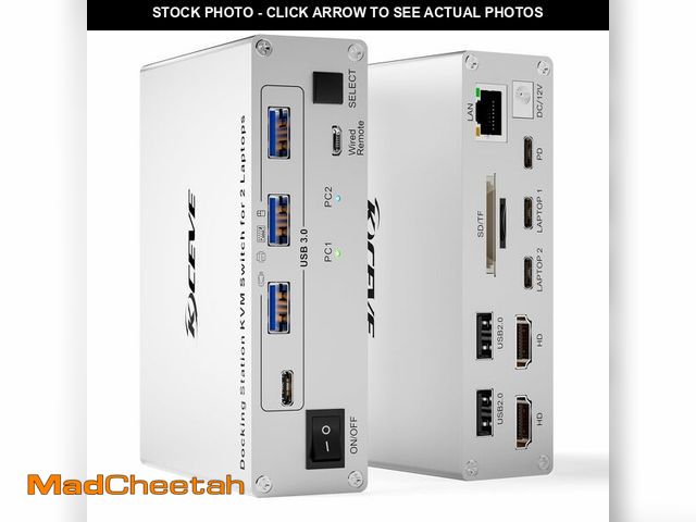 Lot 74-12713614 - KCEVE 15-in-1 USB C Docking Station KVM Switch, USB 3.0 KVM Switch 2 Laptops 2 Monitors 4K@60Hz, 2 U...