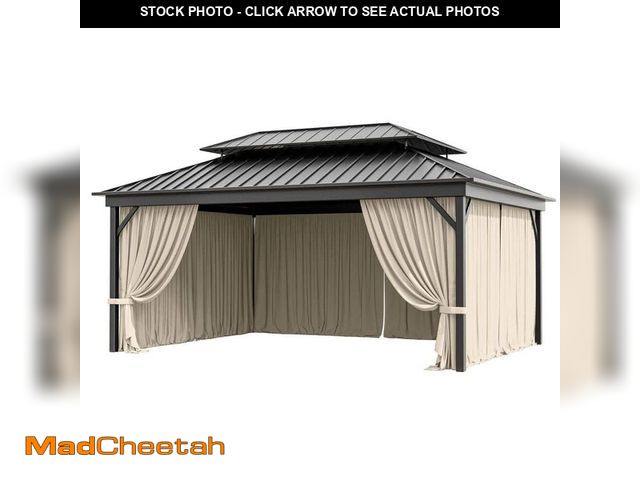 Lot 74-14306305 - Kimunuk 12 ft. x 16 ft. Universal Outdoor Privacy Curtains, Gazebo Replacement with Zipper Cream (4-...