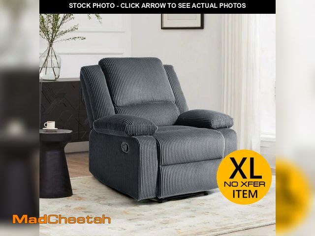 Lot 74-12892134 - UIXE Manual Recliner Chair, Corduroy Reclining Sofa Chair with Overstuffed Armrests &amp; Backrest f...