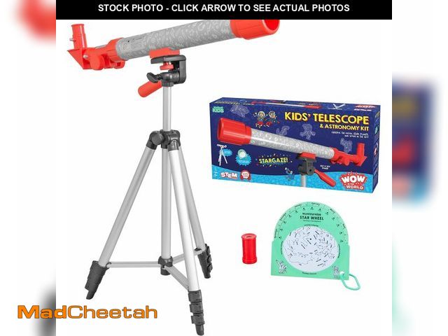 Lot 74-12829355 - Wow in The World Kids' Telescope &amp; Astronomy Kit, 25x &amp; 50x Magnification, Adjustable 48" Tr...