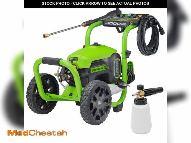 Lot 74-12571853 - Greenworks 3000 PSI Pressure Washer (2.0 GPM Max) with Foam Cannon Ã¢â¬â Easily Remove Dirt and G...