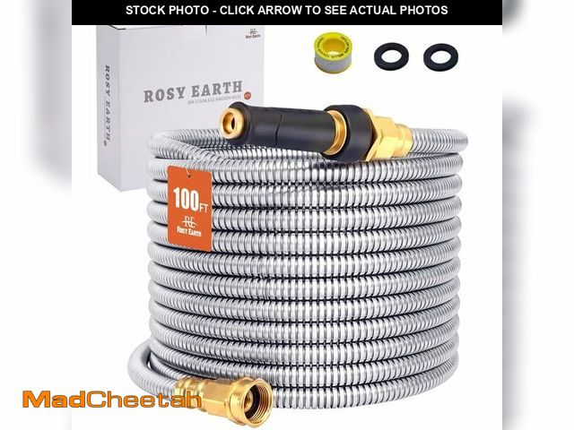 Lot 74-14339108 - Rosy Earth Stainless Steel Garden Hose 100 FT, Heavy Duty Expandable Water Hose, No-Kink, No Bite, F...