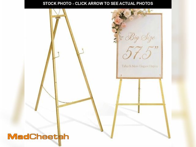 Lot 74-13583168 - GRENTY 57.5" Gold Easel Stand for Wedding Sign, Heavy Duty Metal Display Stand, 4-Tier Height Adjust...
