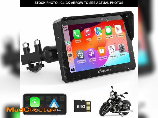 Lot 74-12970476 - Carpuride W702 for Motorcycle, 7 inch Waterproof Touchscreen, Portable Carplay/Android Auto GPS Navi...