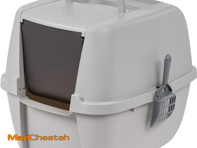 Lot 74-12137032 - IRIS USA Jumbo Enclosed Cat Litter Box with Front Door Flap and Scoop, Covered Kitty Litter Box with...